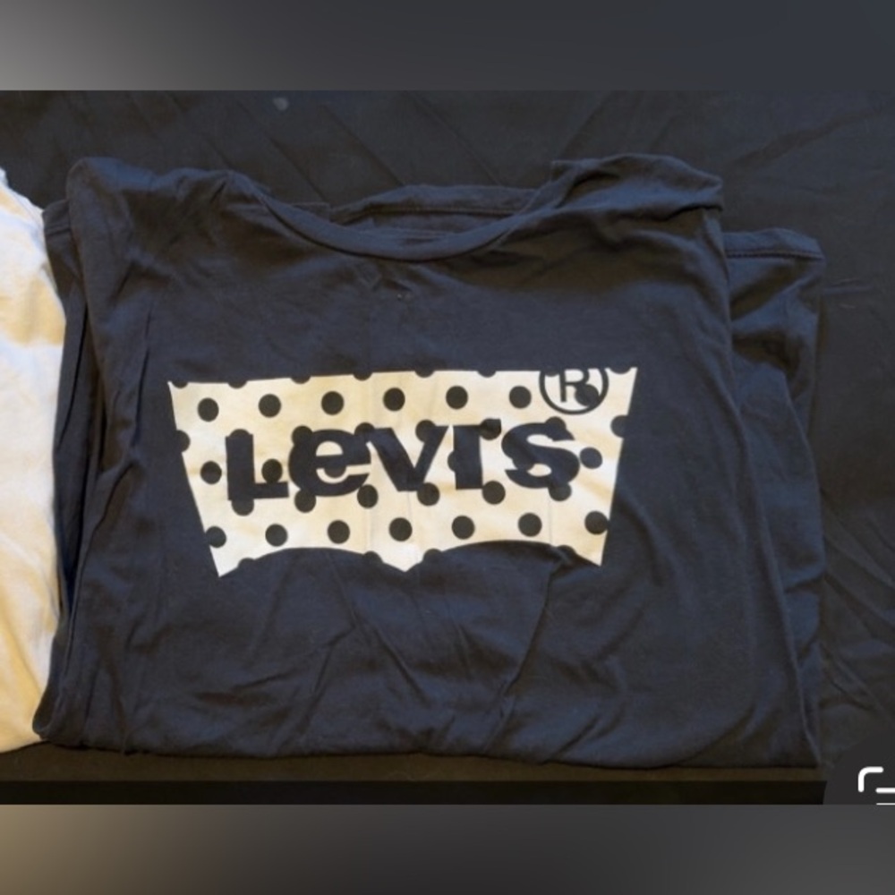 Levi's Navy T-Shirt with Black and White Polka Dot Logo
